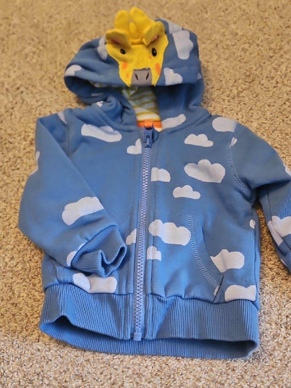 Blue Cloud Giraffe Hooded Zip Jacket for Kids
